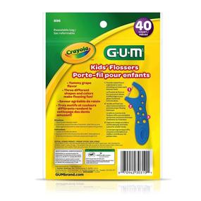 img 2 attached to GUM Crayola Kids' Grape Flossers, Fluoride Coated, Ages 3+, 40 Count (Pack of 6)
