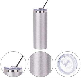 img 2 attached to PYD Life Glitter Tumbler Skinny Silver 20 OZ Stainless Steel Tumbler 4 Pack