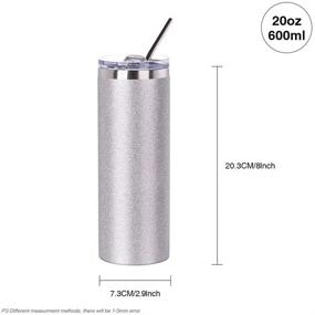 img 3 attached to PYD Life Glitter Tumbler Skinny Silver 20 OZ Stainless Steel Tumbler 4 Pack