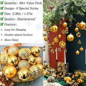 img 1 attached to 🎄 Premium Shatterproof Christmas Baubles - Set of 48 Gold Christmas Balls Ornaments for Xmas Tree Decoration, Hanging Balls