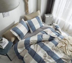 img 2 attached to 🛏️ Hyprest Blue Buffalo Plaid Duvet Cover Set - 100% Washed Cotton - Soft & Comfortable Queen Size - Rustic Bedding with Cool Comforter Cover - 3 Piece Set (No Insert)