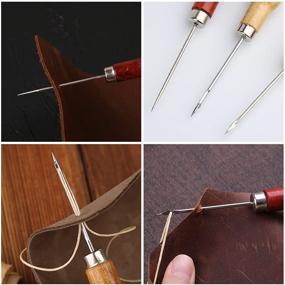 img 1 attached to 🧵 Complete 34-Piece Leather Tool Kit: Work with Precision using Leather Sewing Needles, Thread, Groover, Thimble, Awl, and More!