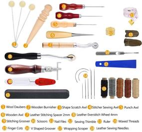 img 3 attached to 🧵 Complete 34-Piece Leather Tool Kit: Work with Precision using Leather Sewing Needles, Thread, Groover, Thimble, Awl, and More!