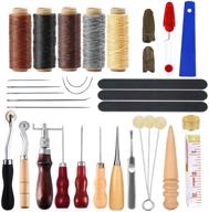 🧵 complete 34-piece leather tool kit: work with precision using leather sewing needles, thread, groover, thimble, awl, and more! logo