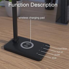 img 1 attached to 💡 Enhanced LED Desk Lamp: Wireless Charging, Eye-Caring, USB Port, Touch Control, 3 Lighting Modes, 5 Brightness Levels - Perfect for Office, Reading, Study - 15W, Black