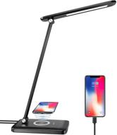 💡 enhanced led desk lamp: wireless charging, eye-caring, usb port, touch control, 3 lighting modes, 5 brightness levels - perfect for office, reading, study - 15w, black логотип