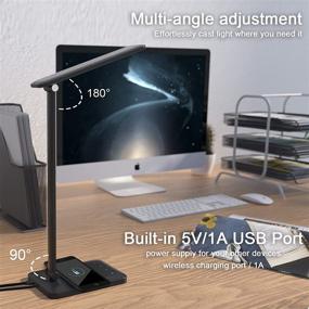 img 3 attached to 💡 Enhanced LED Desk Lamp: Wireless Charging, Eye-Caring, USB Port, Touch Control, 3 Lighting Modes, 5 Brightness Levels - Perfect for Office, Reading, Study - 15W, Black