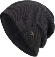 ❄️ cozy winter knit hat for men - soft stretch cuff beanies cap, warm slouchy beanie hat (black) logo