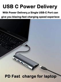 img 1 attached to 🖥️ ANEED USB-C Hub 7-in-1 Adapter with Gigabit Ethernet, 2 USB 3.0, 4K HDMI, PD Power Delivery, SD/TF Card Reader - Compatible with MacBook Pro, ChromeBook, XPS, and more USB-C Devices