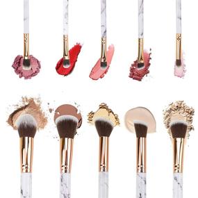 img 3 attached to 💄 Enhance Your Beauty Routine with the Luxurious Marble Makeup Brush Set - 10 PCS Brushes, 4 PCS Sponges, Makeup Brush Holders, and Professional Beauty Blender Set (15 pieces)