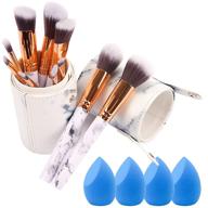 💄 enhance your beauty routine with the luxurious marble makeup brush set - 10 pcs brushes, 4 pcs sponges, makeup brush holders, and professional beauty blender set (15 pieces) logo