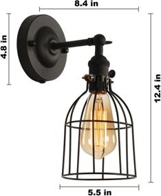 img 3 attached to XIDING Premium Industrial Edison Antique Wire Cage Wall Sconces Lighting Fixtures, Upgraded Black Finish Wall Lamp, On/Off Rotary Switch on Socket, 1-Light