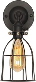 img 1 attached to XIDING Premium Industrial Edison Antique Wire Cage Wall Sconces Lighting Fixtures, Upgraded Black Finish Wall Lamp, On/Off Rotary Switch on Socket, 1-Light