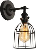 xiding premium industrial edison antique wire cage wall sconces lighting fixtures, upgraded black finish wall lamp, on/off rotary switch on socket, 1-light логотип