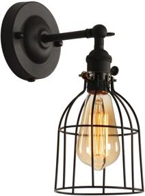 img 4 attached to XIDING Premium Industrial Edison Antique Wire Cage Wall Sconces Lighting Fixtures, Upgraded Black Finish Wall Lamp, On/Off Rotary Switch on Socket, 1-Light