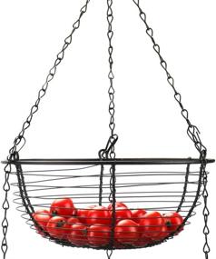 img 3 attached to Tebery Heavy Duty Wire Fruit Organizer - 3-Tier Black Hanging Basket for Kitchen with Metal Ceiling Hooks