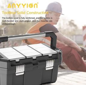 img 3 attached to 🔧 Anyyion 18-дюймовый ящик для инструментов: Съемный поднос, двойной замок из нержавеющей стали, прочный дизайн