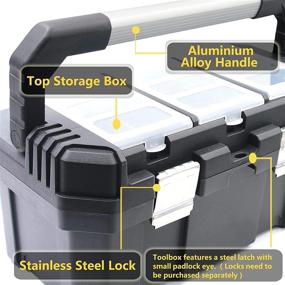 img 2 attached to 🔧 Anyyion 18-Inch Tool Box: Removable Tray, Stainless Steel Dual Lock, Rugged Design