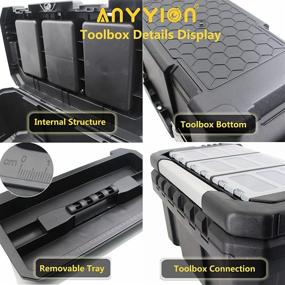 img 1 attached to 🔧 Anyyion 18-дюймовый ящик для инструментов: Съемный поднос, двойной замок из нержавеющей стали, прочный дизайн