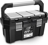 🔧 anyyion 18-inch tool box: removable tray, stainless steel dual lock, rugged design logo