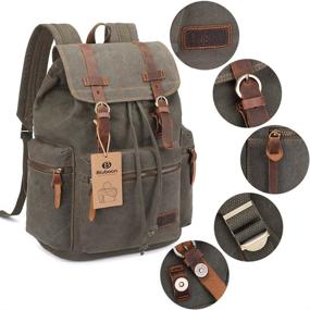 img 2 attached to BLUBOON Vintage Backpack Leather Rucksack Backpacks for Casual Daypacks