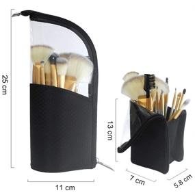 img 3 attached to 💼 Portable Black Travel Makeup Brush Holder & Organizer: Waterproof, Dust-Free, Clear Cosmetic Pouch with Divider - ANEMEL Pen Case Bag