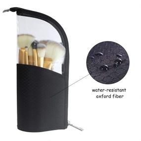 img 1 attached to 💼 Portable Black Travel Makeup Brush Holder & Organizer: Waterproof, Dust-Free, Clear Cosmetic Pouch with Divider - ANEMEL Pen Case Bag