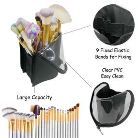 img 2 attached to 💼 Portable Black Travel Makeup Brush Holder & Organizer: Waterproof, Dust-Free, Clear Cosmetic Pouch with Divider - ANEMEL Pen Case Bag