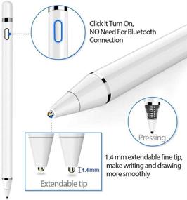 img 3 attached to 🖊️ White Stylus Pencil: Apple Compatible, Active Stylus Pen for Touchscreens, 1.5mm Fine Point Metal Tip, High Sensitivity Digital Stylus Pen for iPad, Android Tablets, and Other Touch Screens