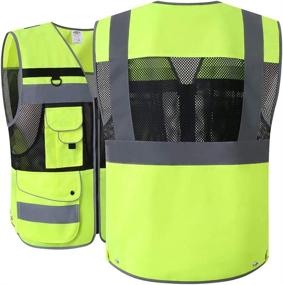 img 3 attached to JiKSafety Reflective Breathable Vest - High Visibility Yellow & Black Design