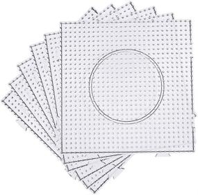 img 4 attached to 🧩 6-Piece Set of Large Square Clear Plastic Pegboards for Kids Craft Beads - 5mm Fuse Beads Boards