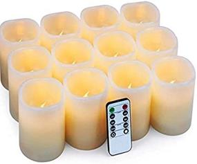 img 1 attached to 🕯️ Flameless Candles LED Candles Set of 12 - Battery Operated Flickering Bulb Pillar Ivory Real Wax Candles with Remote and Timer for Home Christmas Decoration