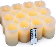 🕯️ flameless candles led candles set of 12 - battery operated flickering bulb pillar ivory real wax candles with remote and timer for home christmas decoration логотип