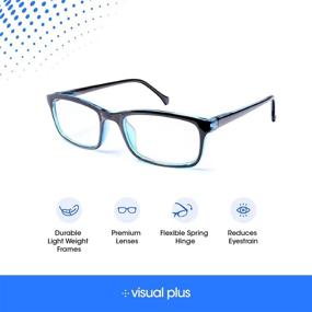 img 1 attached to 👓 Blue Light Blocking Reading Glasses for Men and Women: Visual Plus Anti-Eyestrain Glasses, Computer, Gaming, and TV Glasses (Blue, 3.00 Strength)