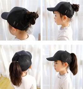 img 2 attached to 🧢 Gellwhu 2 Pack Kids Girls Glitter Ponytail Baseball Hat: Stylish Messy Buns Ponycaps with Visor Cap