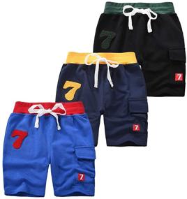 img 4 attached to 🩳 AMMENGBEI 3 Pack Summer Cotton Shorts: Boys' Clothing Essential for Comfortable Style