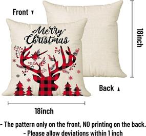 img 3 attached to Set of 4 Rustic Christmas Pillow Covers 18x18 with Bonus Coasters - Buffalo Check Christmas Trees, Truck, and Reindeer Plaid Pillow Cases for Festive Holiday Decor