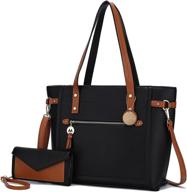👜 women's mkf crossbody tote bag with wristlet purse set – high-quality pu leather top-handle satchel shoulder handbag logo