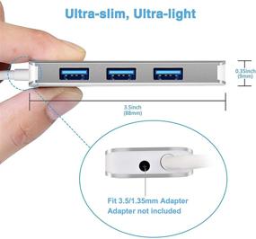 img 1 attached to 🖥️ RSHTECH Aluminum 4 Port Ultra Slim USB 3.0 Data Hub Splitter - Portable USB Port Expander for Laptop and PC (Silver)