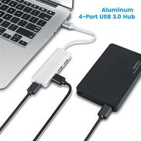 img 3 attached to 🖥️ RSHTECH Aluminum 4 Port Ultra Slim USB 3.0 Data Hub Splitter - Portable USB Port Expander for Laptop and PC (Silver)