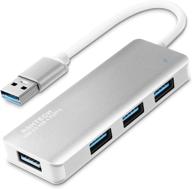 🖥️ rshtech aluminum 4 port ultra slim usb 3.0 data hub splitter - portable usb port expander for laptop and pc (silver) логотип