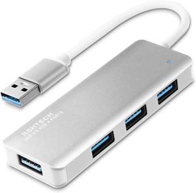 img 4 attached to 🖥️ RSHTECH Aluminum 4 Port Ultra Slim USB 3.0 Data Hub Splitter - Portable USB Port Expander for Laptop and PC (Silver)