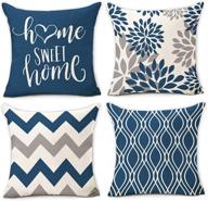 🔷 set of 4 light blue geometric hexagram pillow covers 18x18 - decorative sofa pillow covers, linen cushion cases for outdoor and home decor (light blue) logo