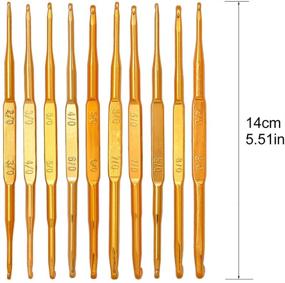 img 3 attached to 🧶 30 Piece Crochet Needle Set - 10 Small Double End Golden Aluminum Crochet Hooks for Sweater Yarn Knitting, 10 Knitting Crochet Markers Rings, 10 Craft Stitch Markers