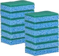 premium non-scratch rectangle scrub sponges for kitchen and housework - heavy duty cellulose scrubbing sponges, 12 pack [blue] logo