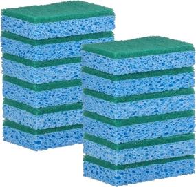 img 3 attached to Premium Non-Scratch Rectangle Scrub Sponges for Kitchen and Housework - Heavy Duty Cellulose Scrubbing Sponges, 12 Pack [Blue]
