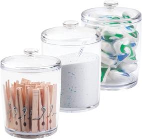 img 4 attached to 🧺 mDesign Clear Plastic Laundry Room Storage Organizer Set - Holds Detergent Powder, Pods, Clothes Pins, Dryer Sheets, Scent Boosters - 3-Pack