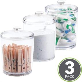 img 3 attached to 🧺 mDesign Clear Plastic Laundry Room Storage Organizer Set - Holds Detergent Powder, Pods, Clothes Pins, Dryer Sheets, Scent Boosters - 3-Pack