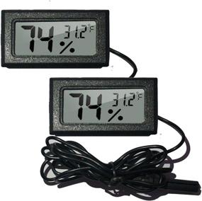 img 2 attached to 🏠 2-Pack Mini Hygrometer Thermometer with Probe, Digital Humidity Temperature Gauge LCD Display for Humidors, Home Greenhouse, Baby Room, Reptile Incubator, Brooders, Indoor Rooms (Fahrenheit-℉) (2)