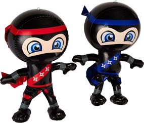 img 1 attached to 🎉 Optimized Set of 2 Inflatable 24" NINJAS/PARTY Decorations/INFLATES/Toys/Red/Blue/DECOR